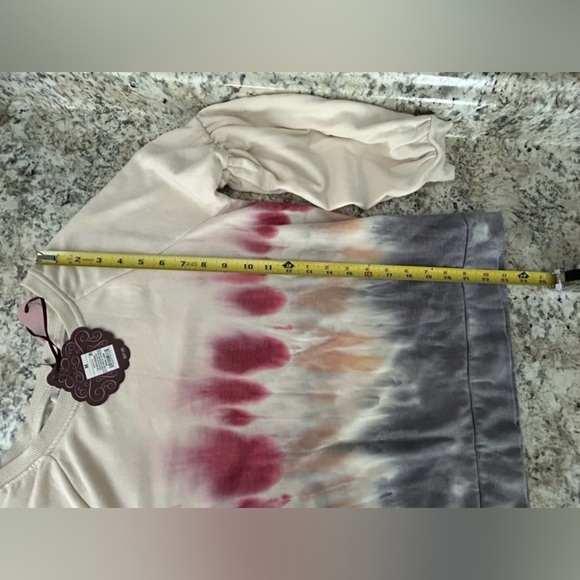NWT Knox Rose Tie Dye Bishop Sleeve Fleece Lined Pullover Top Sweatshirt Size M - Picture 6 of 6